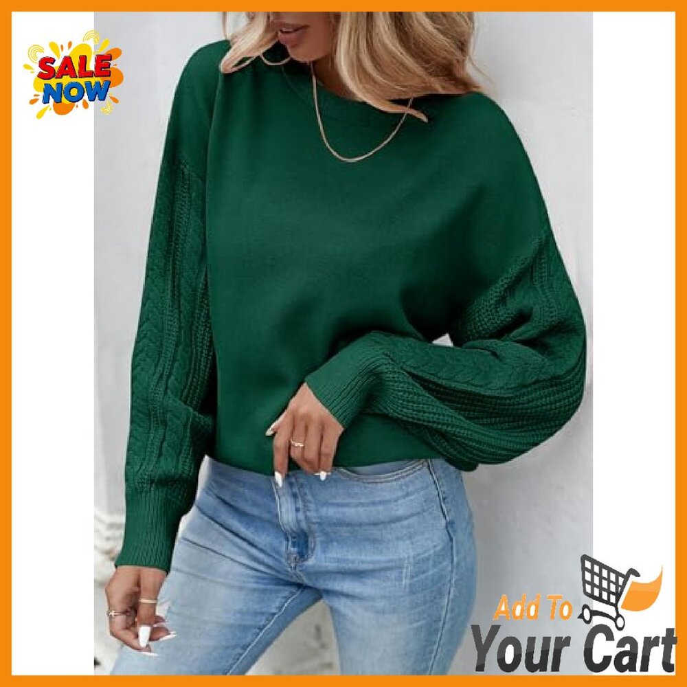 Oversized Cable Knit Pullover Sweater Long Sleeve… - image 3